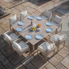 Maze Havana Rope Weave 8 Seat Square Dining Set - Natural Linen